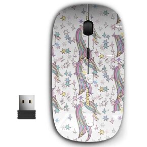 2.4G Ergonomic Portable USB Wireless Mouse for PC, Laptop, Computer, Notebook with Nano Receiver (Unicorn Rainbow Girls)