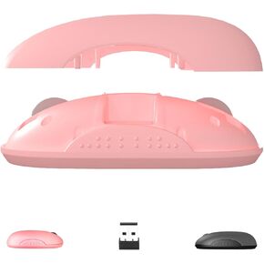 ONE-UP Wireless Mouse, 2.4G+BT5.0/3.0 Mouse, Sound and Quiet Click Mouse, Computer Mouse with USB Nano Receiver, Wireless Mouse for Laptop, Chromebook, PC, Mac, Windows (Pink)