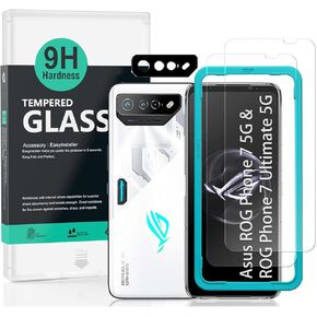 Ibywind Screen Protector for Asus ROG Phone 7 5G/ROG Phone 7 Ultimate 5G 6.7",2 Pack+1 Pack Camera Len Protector,9H Tempered Glass,HD,Scratch Resistant,Bubble Free