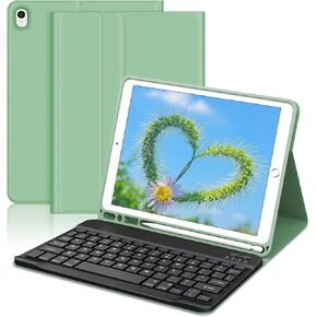 iPad 9th Generation Case with Keyboard, Compatible with 2021 iPad 9th Generation / 8th Gen / 7th Gen / iPad Pro 10.5 / iPad Air 3, Wireless Detachable Keyboard, Smart Folio Case 10.2 inch, Black