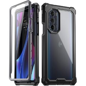 Poetic Guardian Series Case Designed for Motorola Edge Plus 5G 6.7" (2022) / Edge+ 5G UW (2022), Model # XT2201,Full Body Hybrid Shockproof Bumper Cover with Built-in Screen Protector, Black/Clear