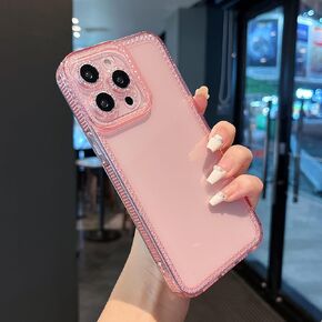 ZTOFERA Designed for iPhone 13 Pro Max 6.7 inch,Sparkly Cute Clear Case for Women Girls,Glitter Bling Flexible Soft TPU Silicone Bumper Protective Cover for iPhone 13 Pro Max,Pink
