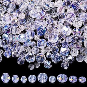 1215 Pcs 4th of July Glass Beads Patriotic Crackle Crystal Beads Memorial Day Faceted Glass Bead Red White Blue Bicone Crystal Beads for Independence Day DIY Jewelry Necklace Bracelet Earring