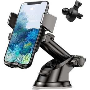 XINLIYA Phone Holder for Car, 360°Rotatable Car Phone Mount for Windshield Dashboard Air Vent, Universal for All Cell Phone and More Devices with Suction Cup and Clip