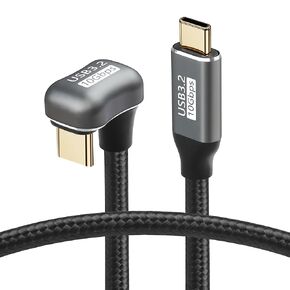 SinLoon USB C to C Cable 100 W Opposite U Shape Back Angled USB-C USB 3.2 Type C Male to Female Extension Data Cord 10Gbps Fast Charging Nylon Braided Cord for USB C Devices (1.5M/4.9FT)