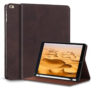 Gexmil Case for iPad Mini 7.9 Inch,5th/4th Generation(2019/2015) Genuine Leather Cover with Pencil Holder,Cowhide Folio Cover Auto Sleep/Wake,Anti-Fingerprint,Sand Dark Brown