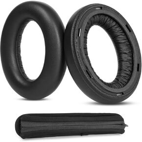 Momentum 4 Earpads Ear Cushions Compatible with Sennheiser Momentum 4 Wireless Headphones Protein Leather Replacement Ear Pads Headband Protective Pads (Black)