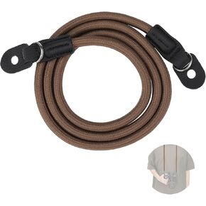 Neewer Camera Shoulder Strap, Durable Round Woven Nylon Climbing Rope Neck Strap with Keyrings and Protective Flaps for DSLR& Mirrorless Camera, 43"/110cm, Brown, CA097