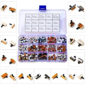 Slide Switch Assorted Kit, Mini Micro PCB Panel Slide Switch 2Pin 3Pin 4Pin ON/OFF ON/OFF/ON Switch Breadboard Electronic Dip SlideSwitch（JTS-Slide-Switch)