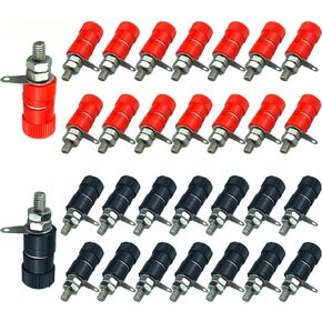 30 Pieces 4 mm Banana Sockets, Banana Jack Connector, Banana Binding Post Terminal (Red & Black)
