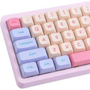 Catekro 139 Keys XDA Profile Keycaps 75 Percent, Round Dye- Sub PBT Keycaps 60 Percent Blue Cat Theme Keycaps 60% 75% Set for 60/75/87/96/98/100/104/108 Percent Switches Mechanical Keyboard (Yellow)