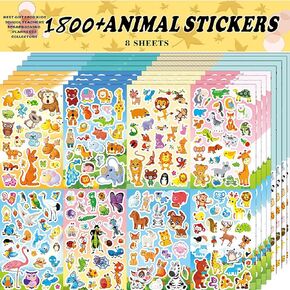 3200+PCS Stickers for Kids, 102 Sheets Cartoon Animal Stickers for Toddlers, Reward Cute Stickers 18 Theme for School Teachers Students Parents, Scrapbook Journal Gifts Decor