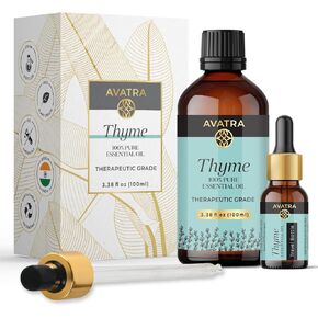 Avatra Thyme Essential Oil for Aromatherapy | Pure & Natural Essential Oil for Skin | Therapeutic Grade for Skincare, Diffuser- 3.38 Fl Oz