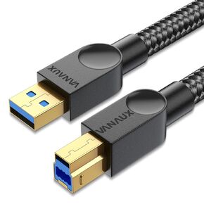USB 3.0 Cable B Male to USB A Data Cable USB 3 Type B Cord Compatible with Docking Station, External Hard Drivers, Scanner and More-Black (10feet/3m)
