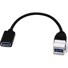 USB 3.0 Keystone Jack Inserts Cable, Haokiang USB 3.0 A Female to USB A 3.0 Female Keystone Insert Wall Plate Outlet Panel Adapters Connector Cable-20CM/8Inch (USB3.0 F/F)