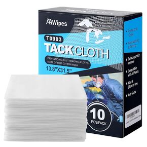 AAwipes Tack Cloth for Woodworking, Painting (Light Yellow, 18"x36", 10 Pcs) Sticky, Anti-Static Tack Rags for Automotive, Sanding, Cleaning, Dusting, Staining, Wax and Silicone Free (T0943)