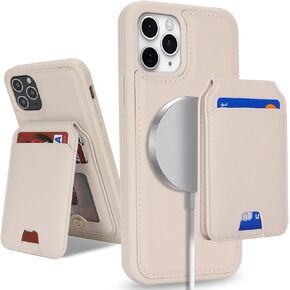 iPhone 11 Pro case with Credit Card Holder mag Safe, iPhone 11 Pro Phone Leather Case Wallet for Women Compatible mag Safe Wallet Detachable 2-in-1 for Men-Cow Print