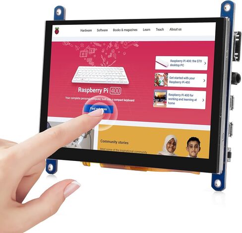 شاشة OSOYOO 5 بوصة HDMI تعمل باللمس بالسعة لأجهزة الكمبيوتر Raspberry Pi 4 Banana Pi والأجهزة المتوافقة مع Windows 10 8 7 Raspbian Ubutun Kali مع مخرج صوت 3.5 مم in Kuwait