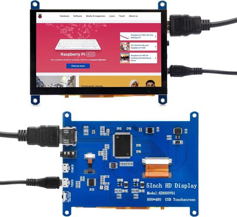 شاشة OSOYOO 5 بوصة HDMI تعمل باللمس بالسعة لأجهزة الكمبيوتر Raspberry Pi 4 Banana Pi والأجهزة المتوافقة مع Windows 10 8 7 Raspbian Ubutun Kali مع مخرج صوت 3.5 مم in Kuwait