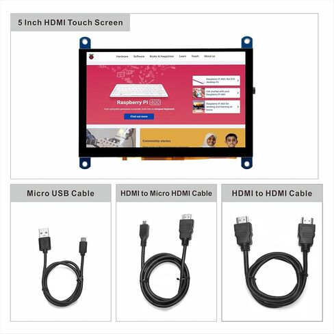 شاشة OSOYOO 5 بوصة HDMI تعمل باللمس بالسعة لأجهزة الكمبيوتر Raspberry Pi 4 Banana Pi والأجهزة المتوافقة مع Windows 10 8 7 Raspbian Ubutun Kali مع مخرج صوت 3.5 مم in Kuwait