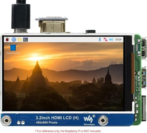 شاشة Waveshare 3.2 بوصة IPS LCD (H) لـ Raspberry Pi 4B/3B+/3B/2B/Zero/Zero W/Zero WH وJetson Nano وWindows 11/10/8.1/8/7، 480×800 بكسل، سطوع قابل للتعديل، لا اللمس in Saudi Arabia