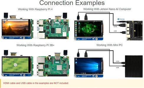 شاشة Waveshare 3.2 بوصة IPS LCD (H) لـ Raspberry Pi 4B/3B+/3B/2B/Zero/Zero W/Zero WH وJetson Nano وWindows 11/10/8.1/8/7، 480×800 بكسل، سطوع قابل للتعديل، لا اللمس in Saudi Arabia
