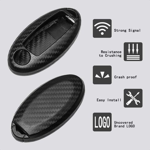 TANGSEN Smart Key Fob Case 3D ألياف الكربون ABS البلاستيك غطاء النقش متوافق مع INFINITI EX FX G JX M Q QX لنيسان ليف مورانو باثفايندر روج تيتان كويست 2 3 4 5 6 زر دخول بدون مفتاح عن بعد in Kuwait