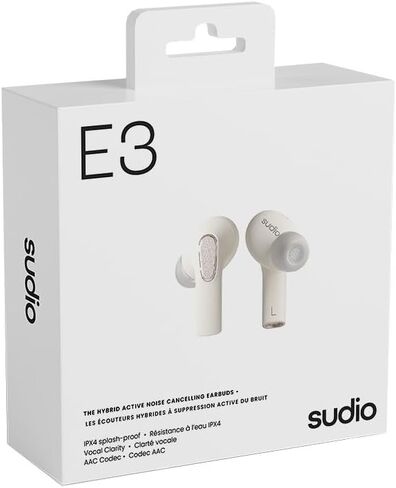 Sudio E3 Wireless Earbuds with Bluetooth 5.3, Hybrid ANC, Microphone, Codec AAC, 30h Playtime, Wireless and USB Type-C Charging, Sweat and Splash Resistance in Saudi Arabia