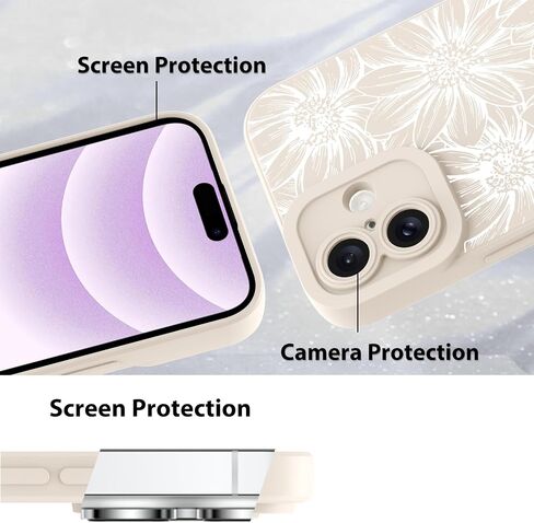 حافظة MZELQ لهاتف iPhone 16 Pro، مصنوعة من السيليكون باللون الأسود وزهور عباد الشمس ونمط لطيف، حافظة هاتف ناعمة نحيفة لحماية الكاميرا للفتيات والنساء - أسود in Kuwait