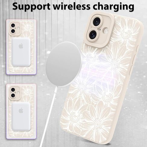 حافظة MZELQ لهاتف iPhone 16 Pro، مصنوعة من السيليكون باللون الأسود وزهور عباد الشمس ونمط لطيف، حافظة هاتف ناعمة نحيفة لحماية الكاميرا للفتيات والنساء - أسود in Kuwait