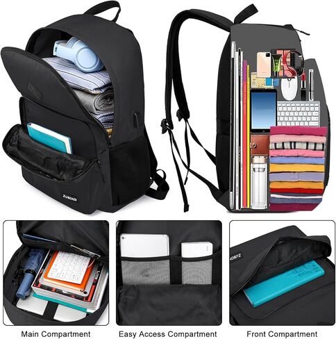 Black Backpack for Boys, Backpack for School Teens, Lightweight Casual High School Bookbag, Laptop Backpack with USB Charging Port Fits 15.6 Inch Notebook in Saudi Arabia