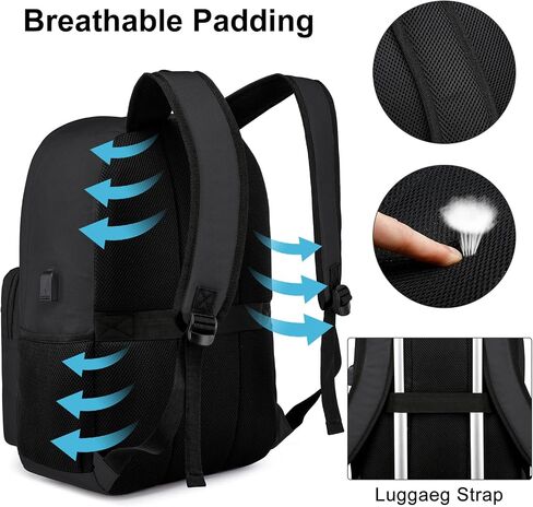 Black Backpack for Boys, Backpack for School Teens, Lightweight Casual High School Bookbag, Laptop Backpack with USB Charging Port Fits 15.6 Inch Notebook in Saudi Arabia