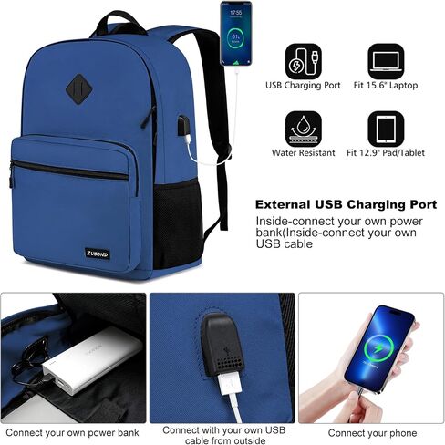 Black Backpack for Boys, Backpack for School Teens, Lightweight Casual High School Bookbag, Laptop Backpack with USB Charging Port Fits 15.6 Inch Notebook in Saudi Arabia