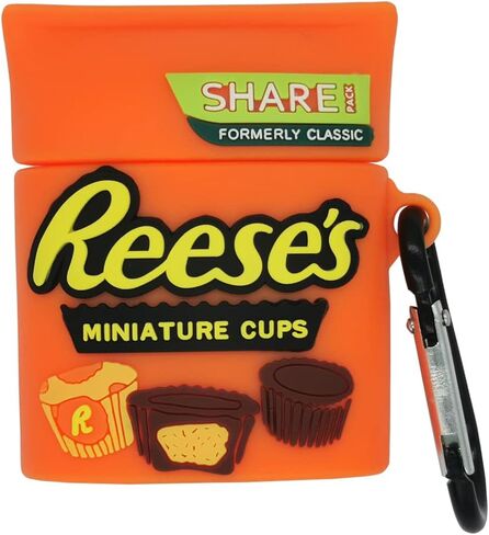 PAWQIM Compatible with AirPods 1st 2nd Generation Case Cover, Kids Girls Boys Women 3D Cartoon Cute Kawaii Funny Food Design Ree's Chocolate Silicone Protective Cover for Airpods Case 1&2 in Kuwait