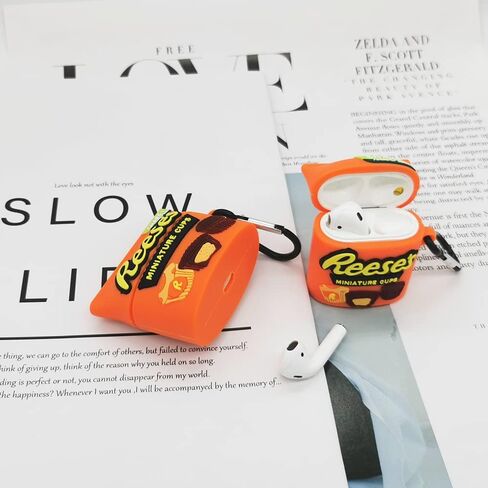PAWQIM Compatible with AirPods 1st 2nd Generation Case Cover, Kids Girls Boys Women 3D Cartoon Cute Kawaii Funny Food Design Ree's Chocolate Silicone Protective Cover for Airpods Case 1&2 in Kuwait