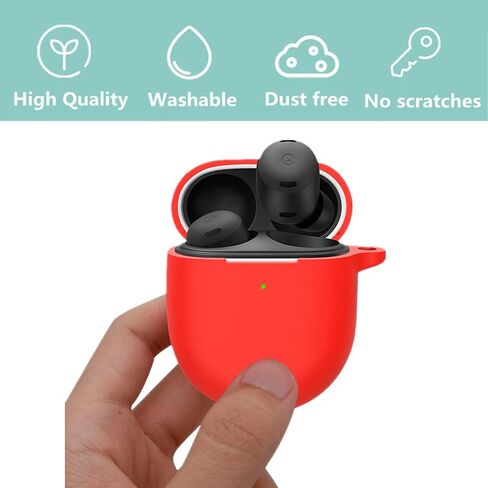 حافظة متوافقة مع Google Pixel Buds Pro 2022، غطاء حماية ناعم من السيليكون مقاوم للصدمات ومضاد للخدش (أحمر) in Saudi Arabia