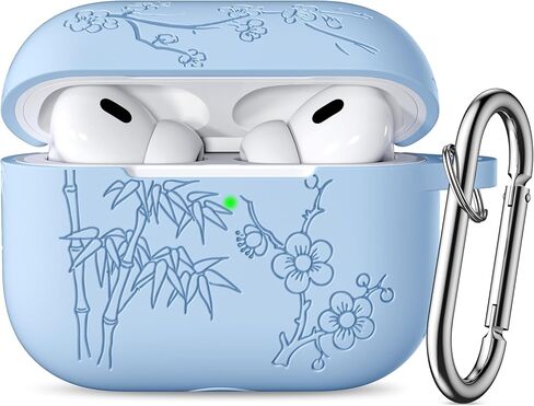 Odbeai متوافق مع حافظة Airpods Pro الجيل الثاني، متوافقة مع حافظة Airpod Pro، حافظة منقوشة بالزهور متوافقة مع حافظة Airpods Pro 2، جلد سيليكون ناعم حماية كاملة، مصباح أمامي مرئي in Kuwait