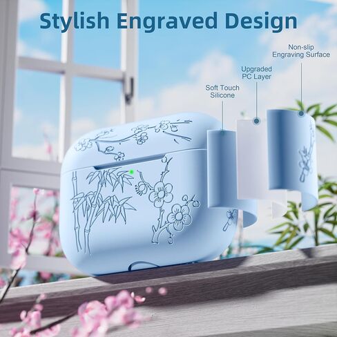 Odbeai متوافق مع حافظة Airpods Pro الجيل الثاني، متوافقة مع حافظة Airpod Pro، حافظة منقوشة بالزهور متوافقة مع حافظة Airpods Pro 2، جلد سيليكون ناعم حماية كاملة، مصباح أمامي مرئي in Kuwait