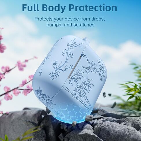 Odbeai متوافق مع حافظة Airpods Pro الجيل الثاني، متوافقة مع حافظة Airpod Pro، حافظة منقوشة بالزهور متوافقة مع حافظة Airpods Pro 2، جلد سيليكون ناعم حماية كاملة، مصباح أمامي مرئي in Kuwait