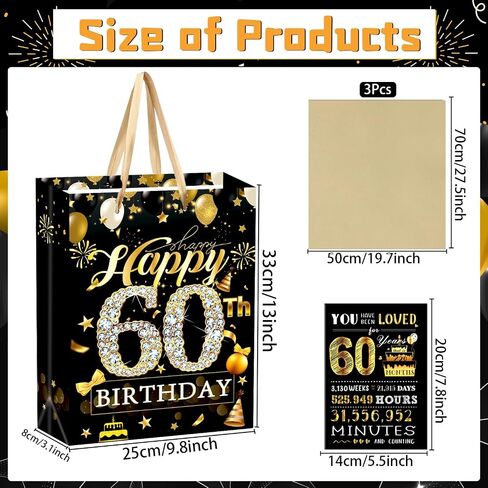 refavor 40th Birthday Gift Bag - Black Gold 40th Birthday Gifts Men Wrap Bag Gift with Tissue Paper and Bday Card Happy 40th Birthday Gifts Woman Cheers to 40 Years Old Little Gift Bags Supplies in Saudi Arabia
