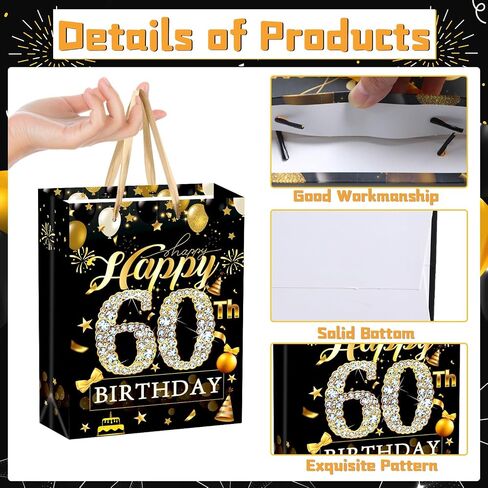 refavor 40th Birthday Gift Bag - Black Gold 40th Birthday Gifts Men Wrap Bag Gift with Tissue Paper and Bday Card Happy 40th Birthday Gifts Woman Cheers to 40 Years Old Little Gift Bags Supplies in Saudi Arabia