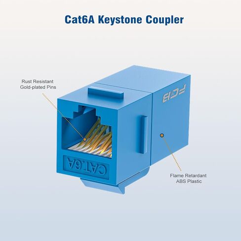 FGB 10 Gbps CAT6A RJ45 Keystone Coupler 25-Pack, RJ45 Keystone Jack, Ethernet Coupler Female to Female UTP for Cat6a/Cat6/Cat5e/Cat5, Blue in Saudi Arabia