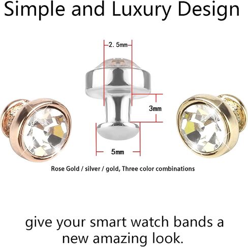 3Pcs Decorative Charms Nails Studs Compatible with Apple Watch Band 45/44/42/41/40/38mm Silicone Bands iWatch Series 9 8 7 6 5 4 3 2 1 Stylish Personalize SmartWatch Accessories (No Band) in Saudi Arabia