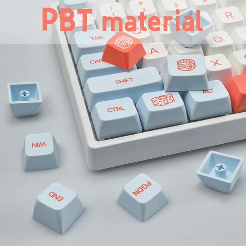 أغطية المفاتيح، PBT Keycap Profile Dye Sublimation، مجموعة مفاتيح 104 للوحة المفاتيح الميكانيكية الإنجليزية (الولايات المتحدة) (السلمون) in Saudi Arabia