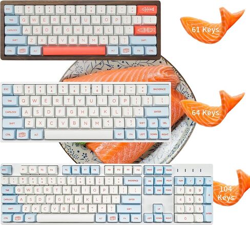 أغطية المفاتيح، PBT Keycap Profile Dye Sublimation، مجموعة مفاتيح 104 للوحة المفاتيح الميكانيكية الإنجليزية (الولايات المتحدة) (السلمون) in Saudi Arabia