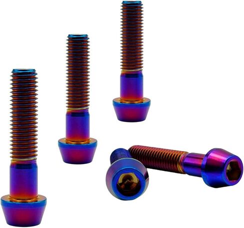 RISON Titanium Bolts Ti Bolt M8*1.25 * 25 Hex Tapered Socket Head 5Pcs Original Titanium Hex Tapered Head Bolt Screw for Bike stem in Kuwait