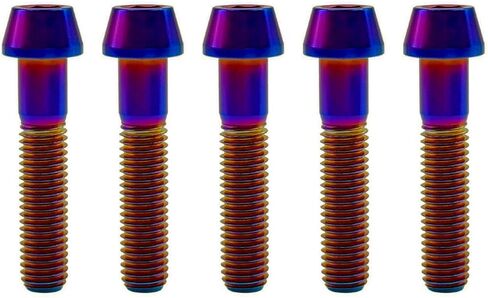 RISON Titanium Bolts Ti Bolt M8*1.25 * 25 Hex Tapered Socket Head 5Pcs Original Titanium Hex Tapered Head Bolt Screw for Bike stem in Kuwait
