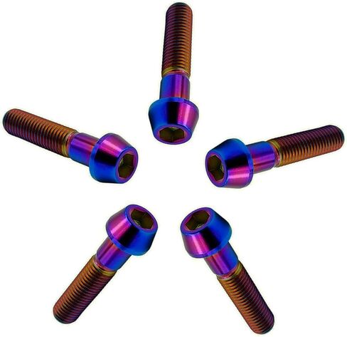 RISON Titanium Bolts Ti Bolt M8*1.25 * 25 Hex Tapered Socket Head 5Pcs Original Titanium Hex Tapered Head Bolt Screw for Bike stem in Kuwait