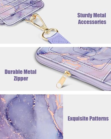 Fintie 2-in-1 ID Badge Holder & Lanyard Wallet, Credit Card Holders with Removable Wristlet & Neck Lanyard, Leather ID Name Badg 5 Card Slots Zipper Purses for Women Girls in Saudi Arabia