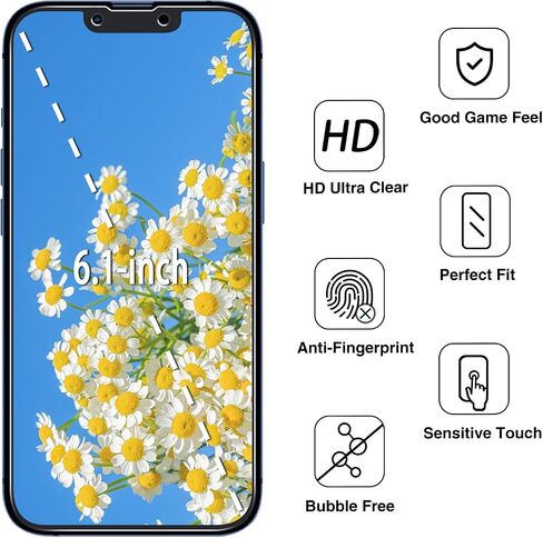 (عبوتان) واقي شاشة للخصوصية غير لامع مصمم لهاتف iPhone 13، iPhone 13 Pro، iPhone 14 (6.1 بوصة) طبقة من الزجاج المقوى، مضاد للوهج، مضاد لبصمات الأصابع، فائق النعومة in Kuwait